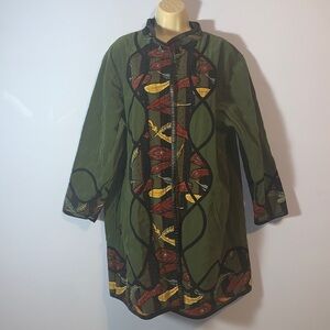 Koos of Course army Green feather design reversible Jacket 1X black faux leather